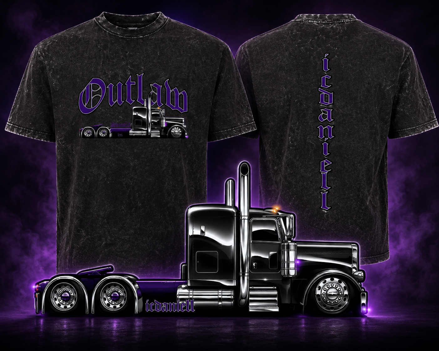 Over Size Outlaw Peterbilt Shirt & Sticker Combo